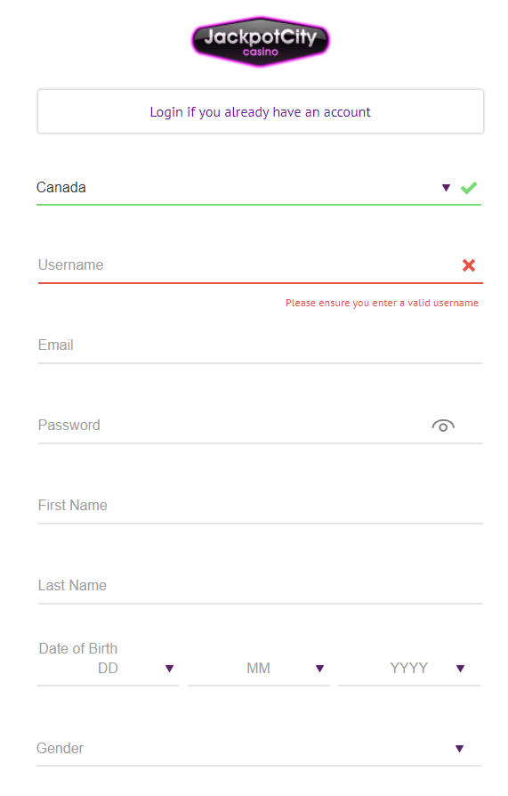 jackpot city login